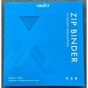 Vault X Neon Blue 12-Pocket Exo-Tec Zip Binder New Holds 480 Cards Secure
